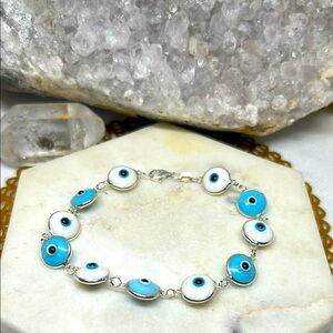 Evil Eye Silver and Blue Bracelet